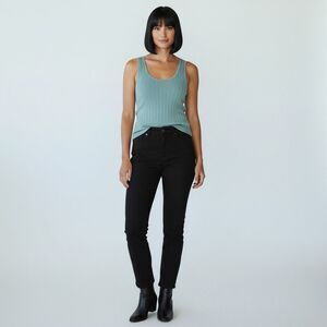 St John Sleeveless Sweater Women XS Blue Scoop Neck Wool Blend Quiet Luxury Top